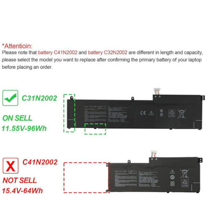 96Wh Asus C41N2002 Battery - Image 2