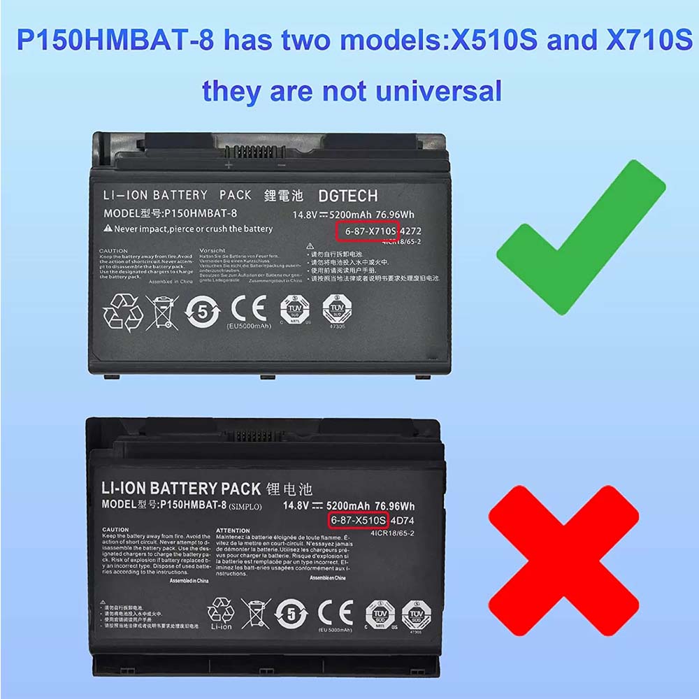 76.96Wh Clevo P150HMBAT-8 X710S Battery - Image 2